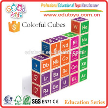 Arte educacional W / 20pc brinquedos de cubo de madeira 6 lado impresso periódico tabela de elementos química
